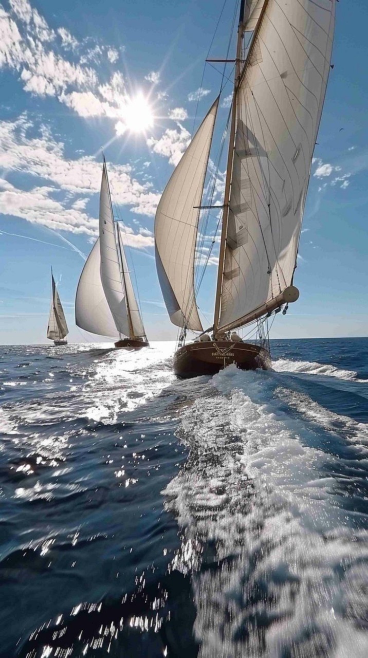 Velero escorado navegando